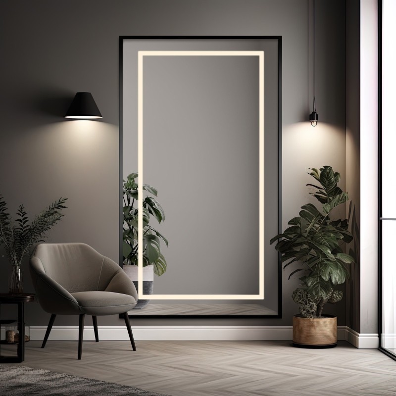 Zrkadlo v čiernom ráme s podsvietením - 1503 LED I - farba rámu na výber