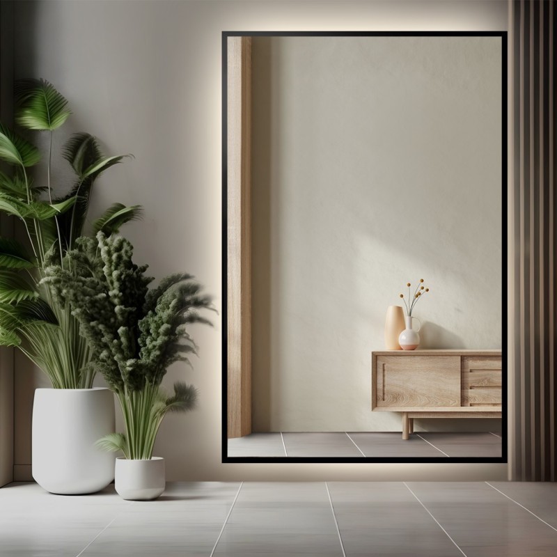 Zrkadlo v čiernom ráme s podsvietením - 1503 LED - farba rámu na výber