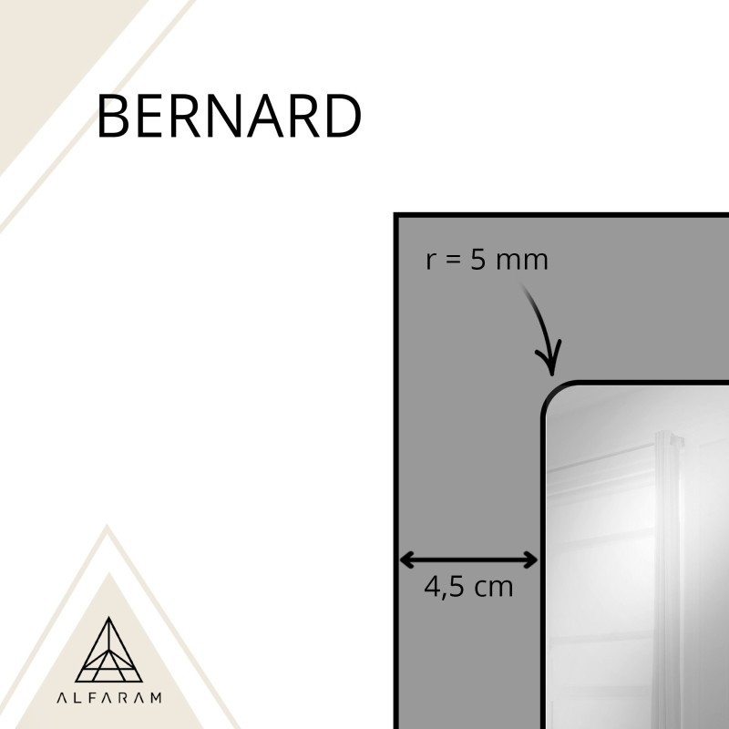 Loftové zrkadlo s mriežkou v čiernom ráme z MDF – BERNARD