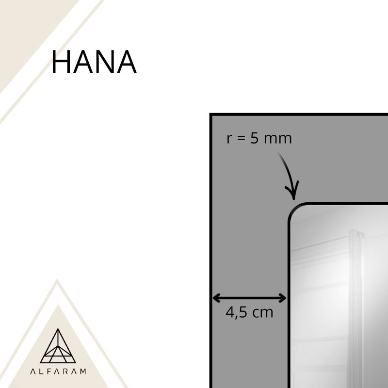 Loftové zrkadlo s mriežkou v čiernom ráme z MDF – HANA