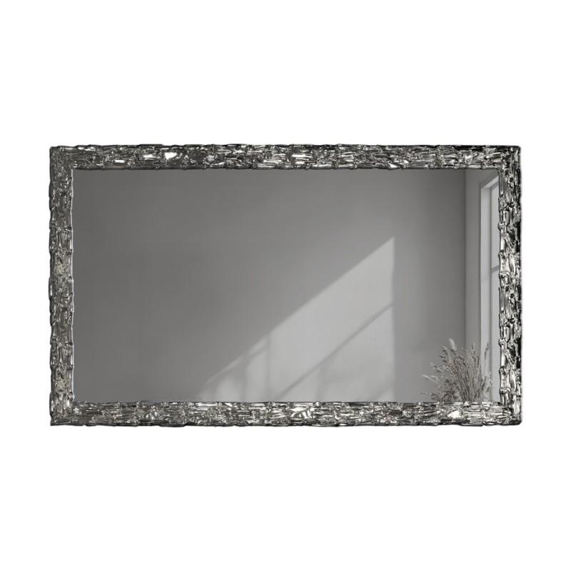 Elegantné nástenné zrkadlo v striebornom ráme s grafitovou zrkadlovou plochou – CLAUDE GRAPHITE
