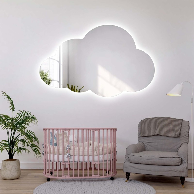 Zrkadlo do detskej izby v tvare obláčika s podsvietením – CLOUD LED