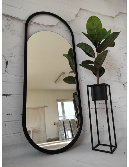 Oválne zrkadlo v čiernom matnom mdf ráme - OLAF - farba rámu podľa vášho výberu