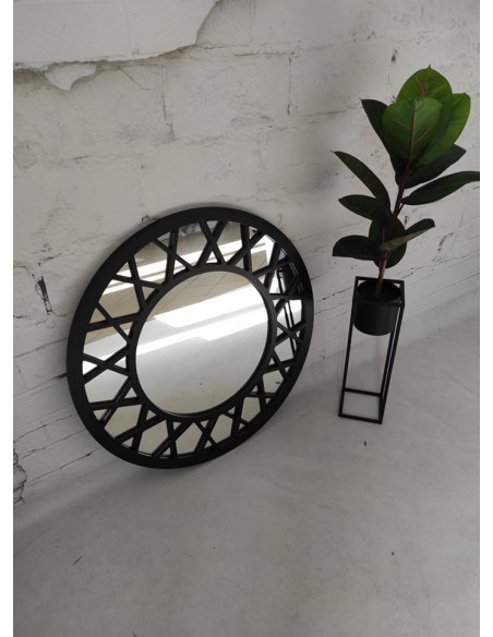 Okrúhle dekoratívne zrkadlo s priečkami v loftovom štýle - ELENA