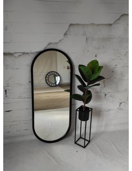 Oválne zrkadlo v matnom čiernom ráme z MDF - OSKAR - farba rámu na výber
