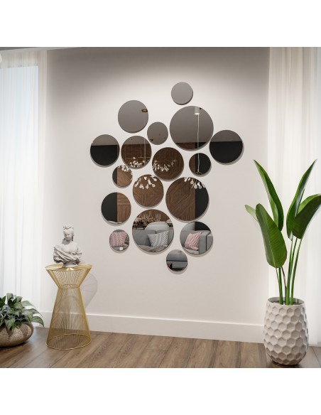 Súprava brúsených okrúhlych zrkadiel 17 kusov: 3x fi40, 8x fi30, 6x fi20