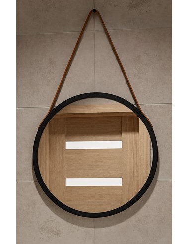 Okrúhle zrkadlo v čiernom matnom ráme...