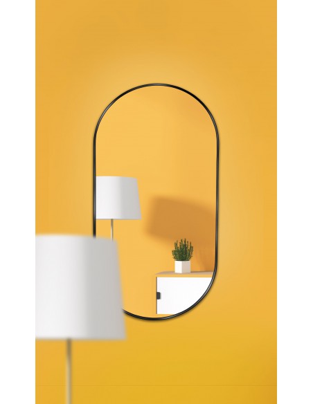 Oválne zrkadlo v čiernom ráme MDF SLIM - OLI - farba rámu podľa vášho výberu