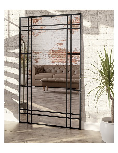 Loftové zrkadlo s priečkami – LINDON – farba rámu na výber