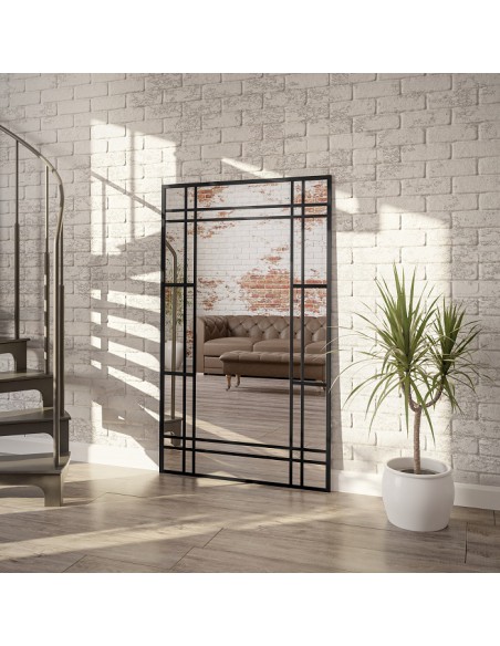 Loftové zrkadlo s priečkami – LINDON – farba rámu na výber