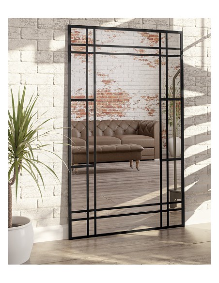 Loftové zrkadlo s priečkami – LINDON – farba rámu na výber