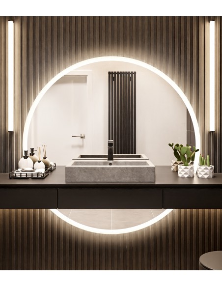 Kúpeľňové okrúhle zrkadlo z dvoch častí s podsvietením WIRO LED II