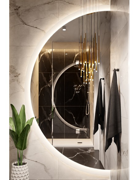 Kúpeľňové zrkadlo okrúhle so skoseným bokom s podsvietením - CAPELLA LED SKOSENÝ BOK