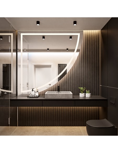 Kúpeľňové zrkadlo štvrtkruhu s osvetlením - ŠTVRTKA LED II