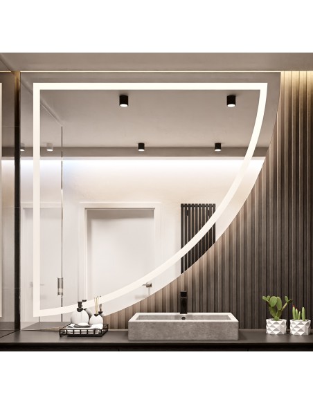 Kúpeľňové zrkadlo štvrtkruhu s osvetlením - ŠTVRTKA LED II