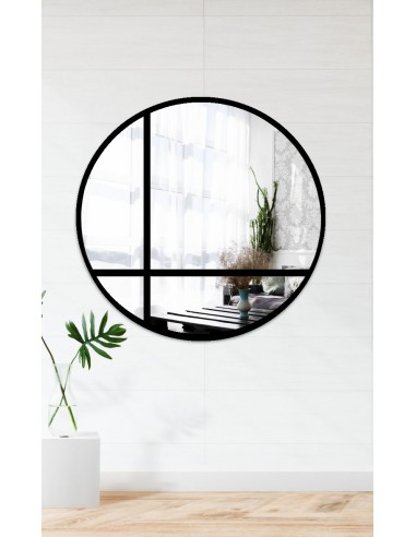 Okrúhle zrkadlo s priečkami v čiernom...