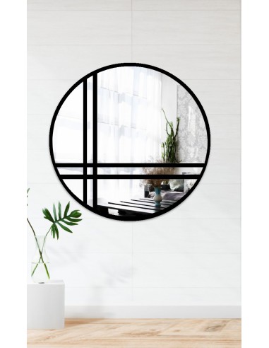 Okrúhle zrkadlo s priečkami v čiernom...