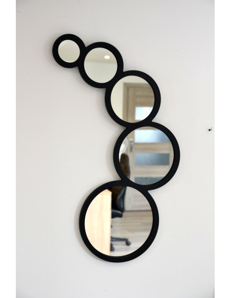 Dekoratívne zrkadlo 5 koliesok v ráme z MDF - DYZMA - farba rámu podľa vášho výberu