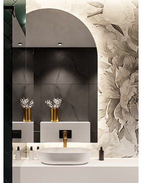 Polovičné oválne kúpeľňové zrkadlo s brúsenou stranou s osvetlením - FRANK LED WALL SIDE