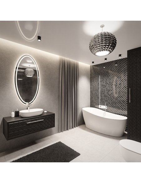 Pieskované eliptické zrkadlo s osvetlením - FRIDA LED II