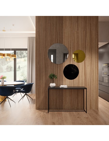 Súprava troch dekoratívnych kruhov čierny lacobel a zlatý panel - GOLDI