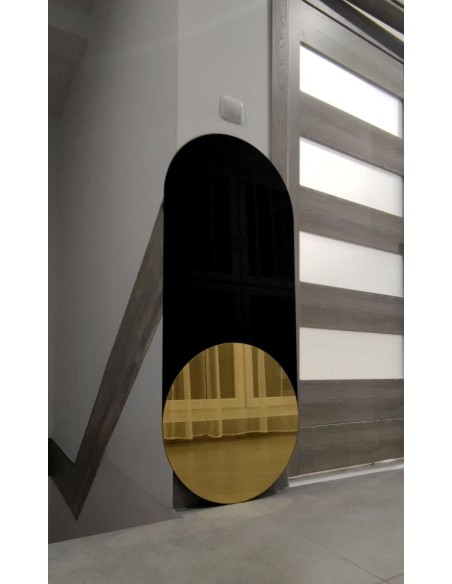 Exkluzívne oválne dekoratívne zrkadlo s čiernym lakobelom - ONYX