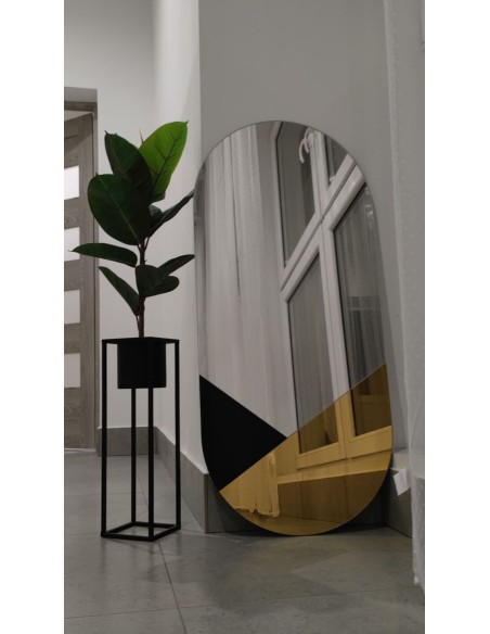 Exkluzívne oválne dekoratívne zrkadlo v čiernej a zlatej farbe - ROYAL