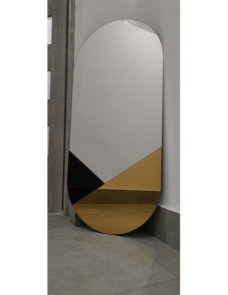 Exkluzívne oválne dekoratívne zrkadlo v čiernej a zlatej farbe - ROYAL