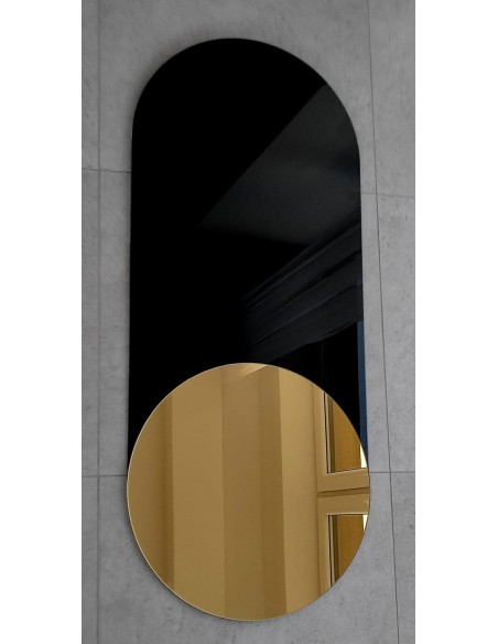 Exkluzívne oválne dekoratívne zrkadlo s čiernym lakobelom - ONYX