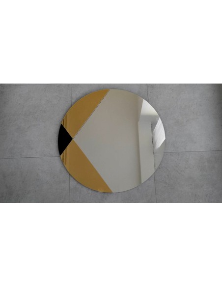 Okrúhle dekoratívne zrkadlo s farebnou panel - čierno-zlatá - HENRY