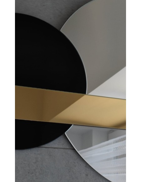 Súprava dekoratívnych zrkadiel zlatý panel a čierny lacobel - GOLD MOON