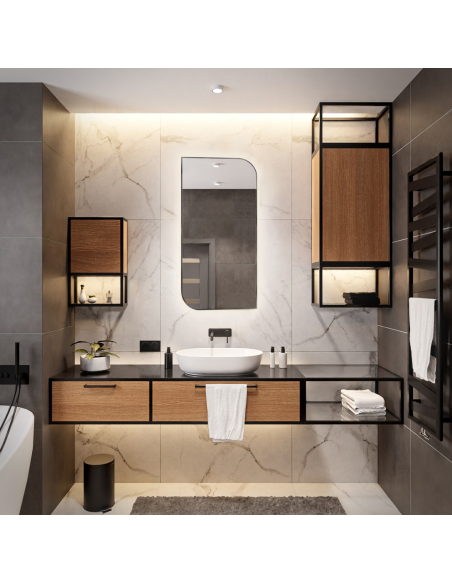 Zrkadlo v čiernom MDF SLIM ráme s osvetlením - SĹZA LED - farba rámu podľa vášho výberu