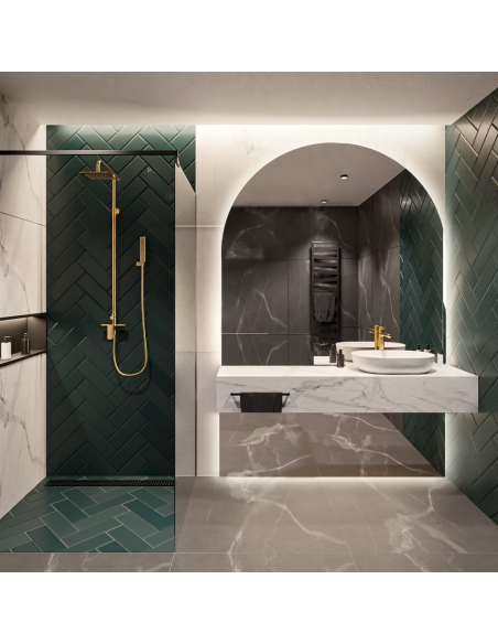 Polovičné oválne kúpeľňové zrkadlo z dvoch častí s osvetlením - FRANK LED