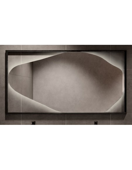 Organické zrkadlo v čiernom MDF ráme s osvetlením - HUBERTUS LED