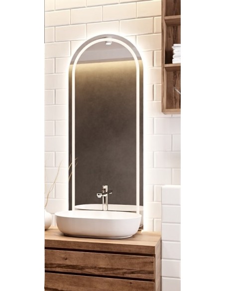 Polovičné oválne kúpeľňové zrkadlo s osvetlením - PLATO LED