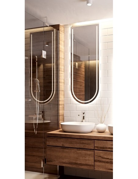 Polovičné oválne kúpeľňové zrkadlo s osvetlením - PLATO LED