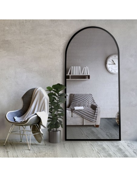 Poloválne zrkadlo v matnom čiernom MDF ráme - BERDO - farba rámu na výber