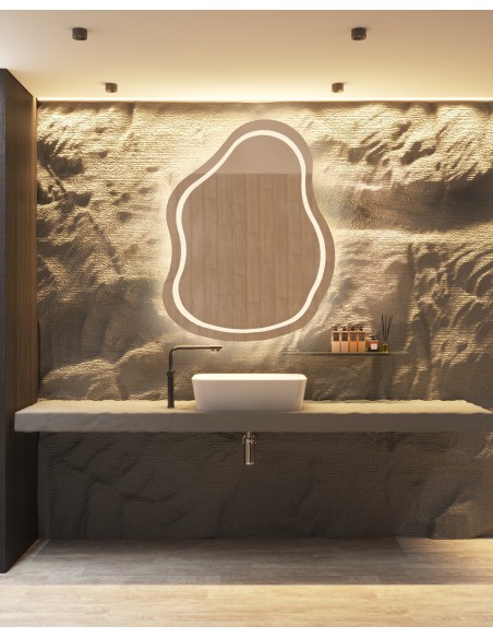 Kúpeľňové zrkadlo s nepravidelným tvarom - STONE LED II