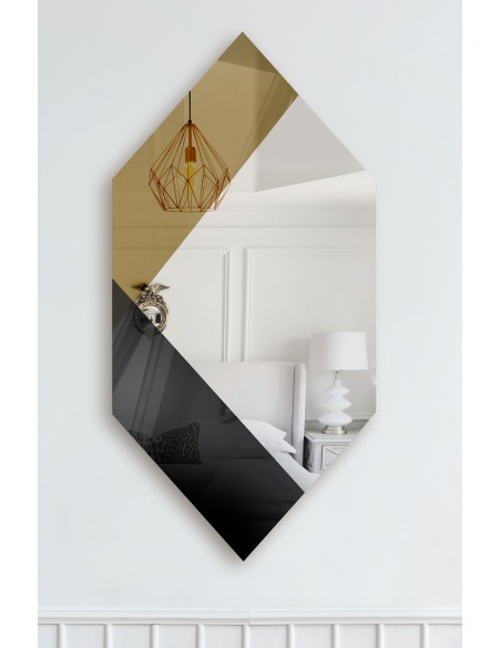 Exkluzívne dekoratívne zrkadlo v čiernej a zlatej farbe - MADAM