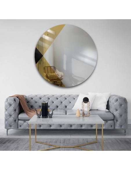 Okrúhle dekoratívne zrkadlo s farebnou panel - čierno-zlatá - HENRY