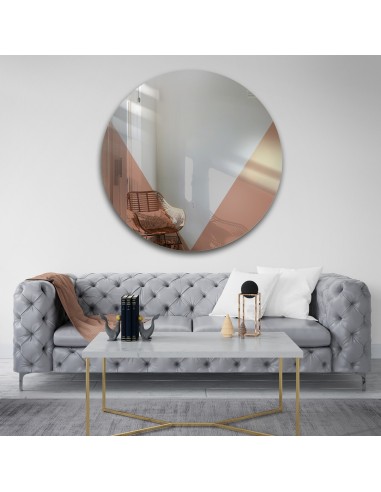 Okrúhle dekoratívne zrkadlo s medenou...