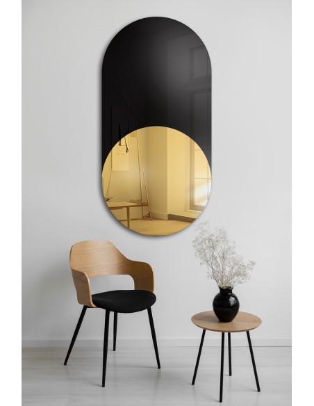 Exkluzívne oválne dekoratívne zrkadlo s čiernym lakobelom - ONYX