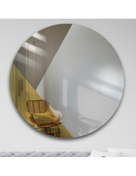 Okrúhle dekoratívne zrkadlo s farebnou panel zlato a hnedá - RONI