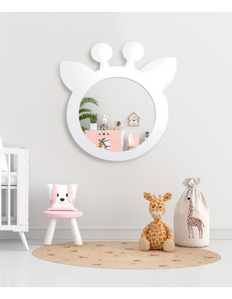 Dekoratívne detské nástenné zrkadlo v mdf ráme - ŽIRAFA