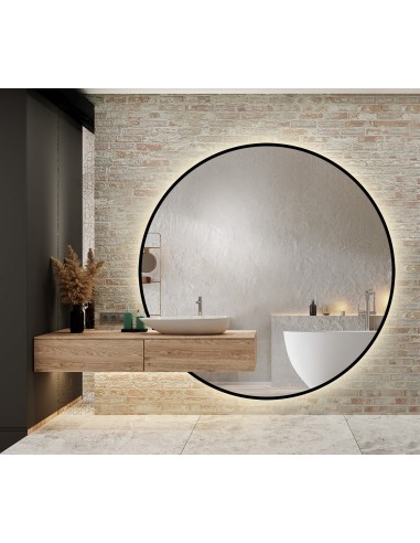 Okrúhle led zrkadlo na mieru s výrezom pre skrinku v mdf ráme - ORFEUSZ LED