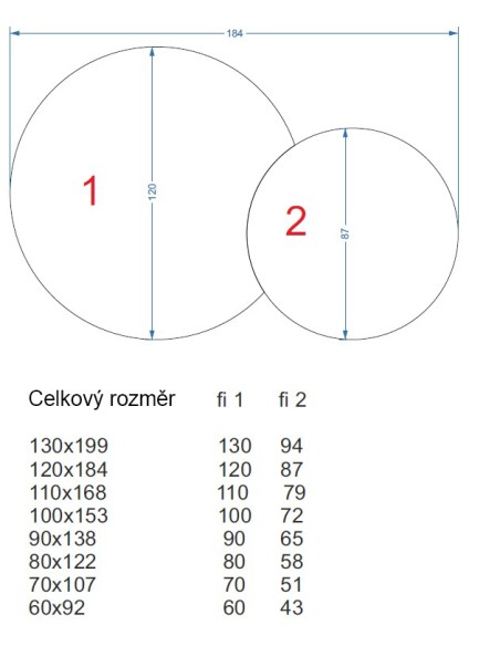 Súprava okrúhlych zrkadiel v zrkadle v MDF ráme SLIM s podsvietením - DOTTI LED