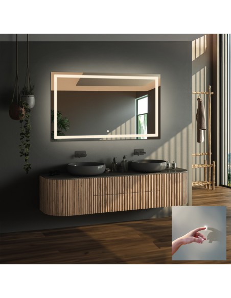 Obdĺžnikové kúpeľňové zrkadlo s vypínačom - EMI LED PREMIUM