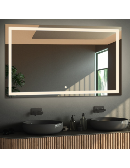 Obdĺžnikové kúpeľňové zrkadlo s vypínačom - EMI LED PREMIUM