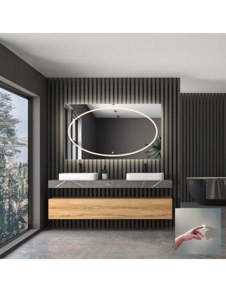 Obdĺžnikové kúpeľňové zrkadlo s vypínačom - MELISA LED PREMIUM