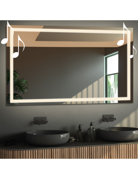 Obdĺžnikové kúpeľňové zrkadlo s reproduktorom bluetooth - EMI LED PREMIUM